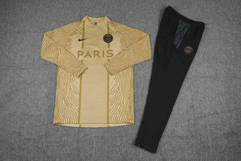 2020/21 PSG 50th Anniversary Gold Mens Half Zip  Soccer Training Suit(Jacket + Pants)