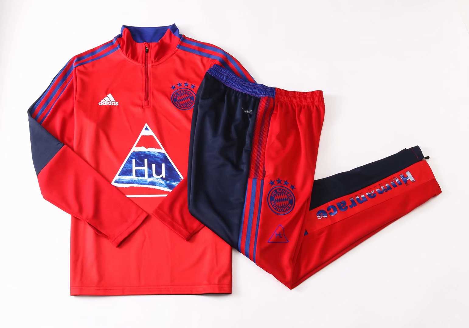 2020/21 Bayern Munich Human Race Red Mens Half Zip  Soccer Training Suit(Jacket + Pants)