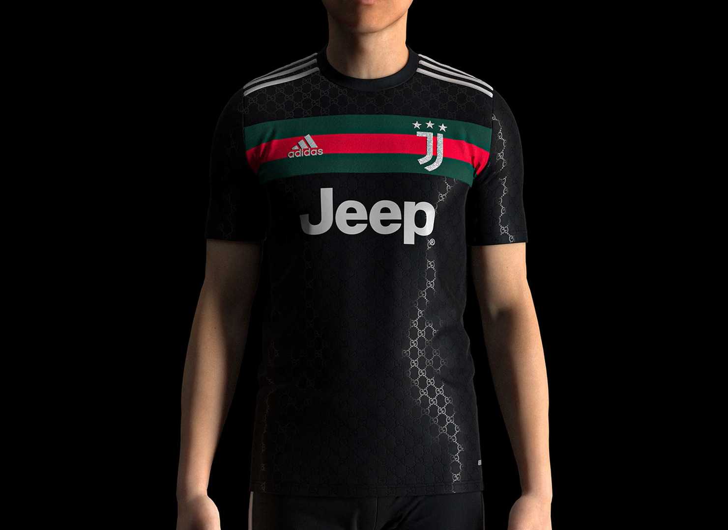2020/21 Juventus x Gucci Special Edition Black Mens Soccer Jersey Replica  