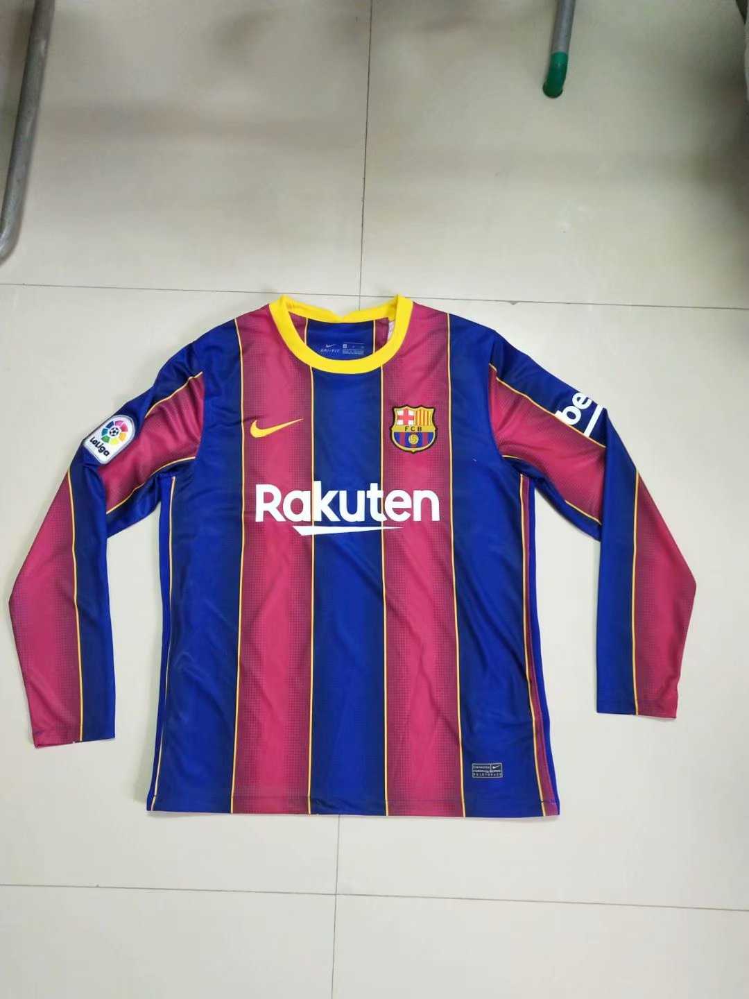 2020/21 Barcelona Home Mens LS Soccer Jersey Replica  