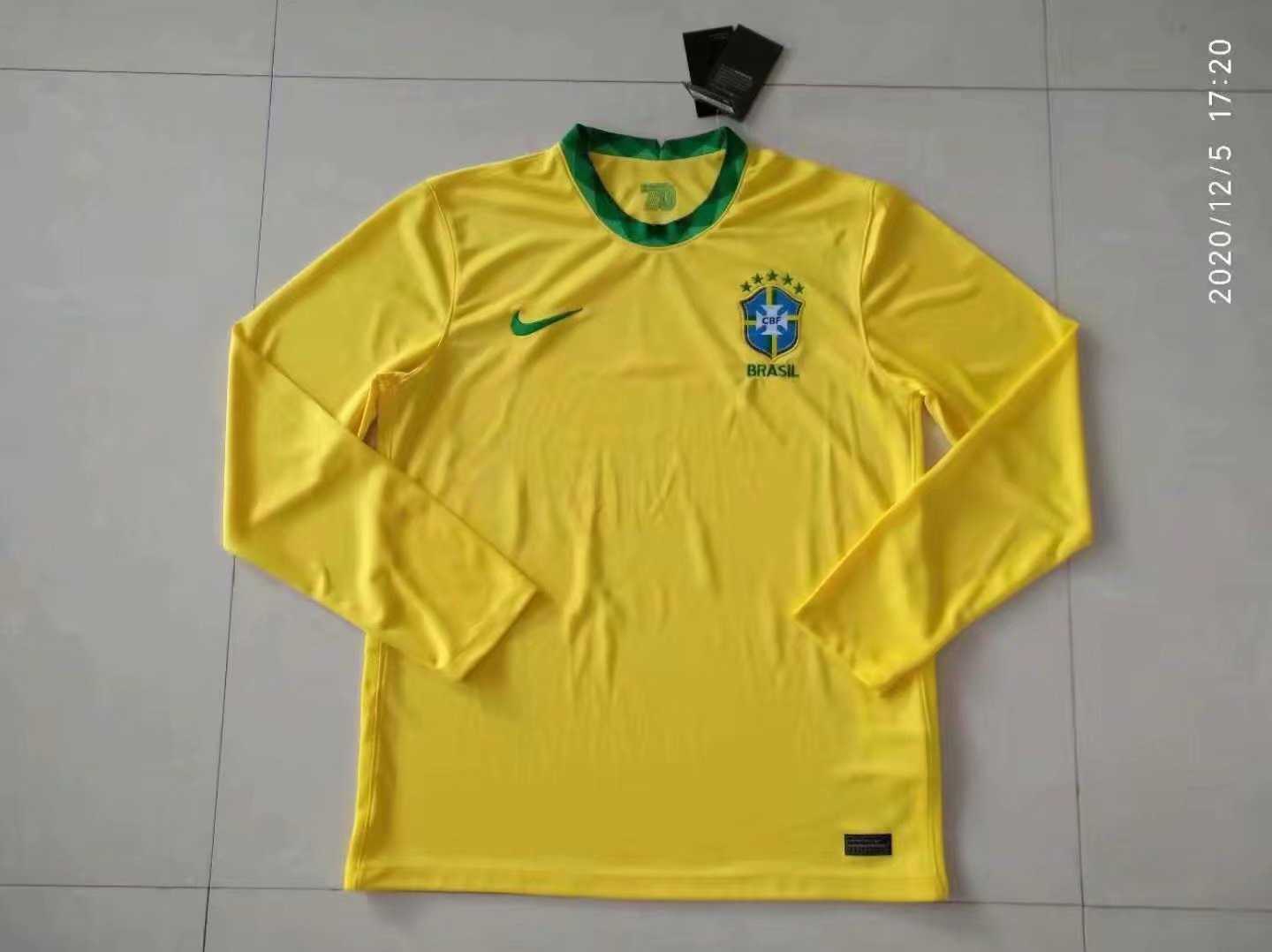 2020 Brazil Home Mens LS Soccer Jersey Replica  
