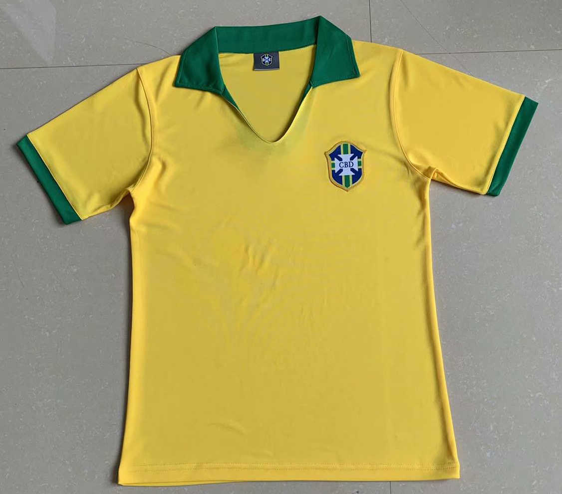 1957 Brazil Retro Home Mens Soccer Jersey Replica 