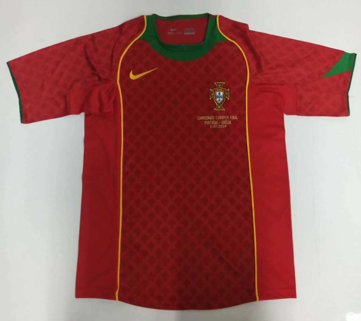 2004 Portugal Retro Home Mens Soccer Jersey Replica 