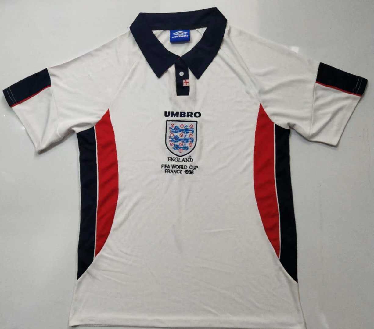 1998 England Retro Home Mens Soccer Jersey Replica 