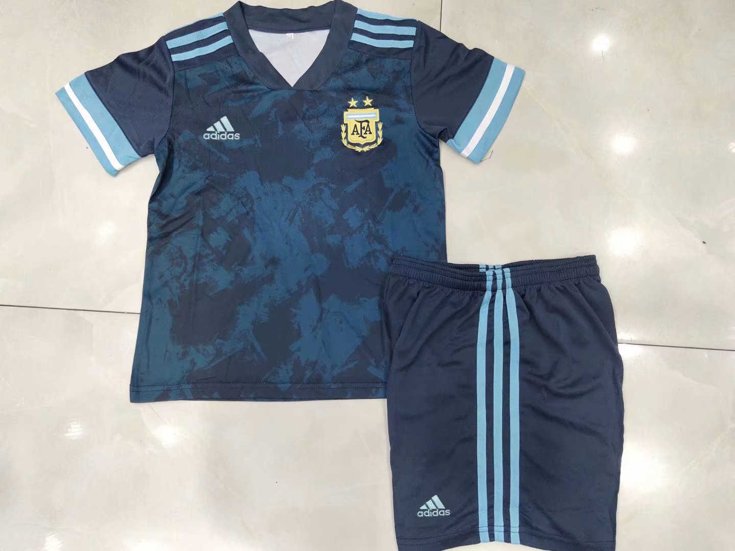 2020 Argentina Away Kids Soccer Kit(Jersey+Shorts)