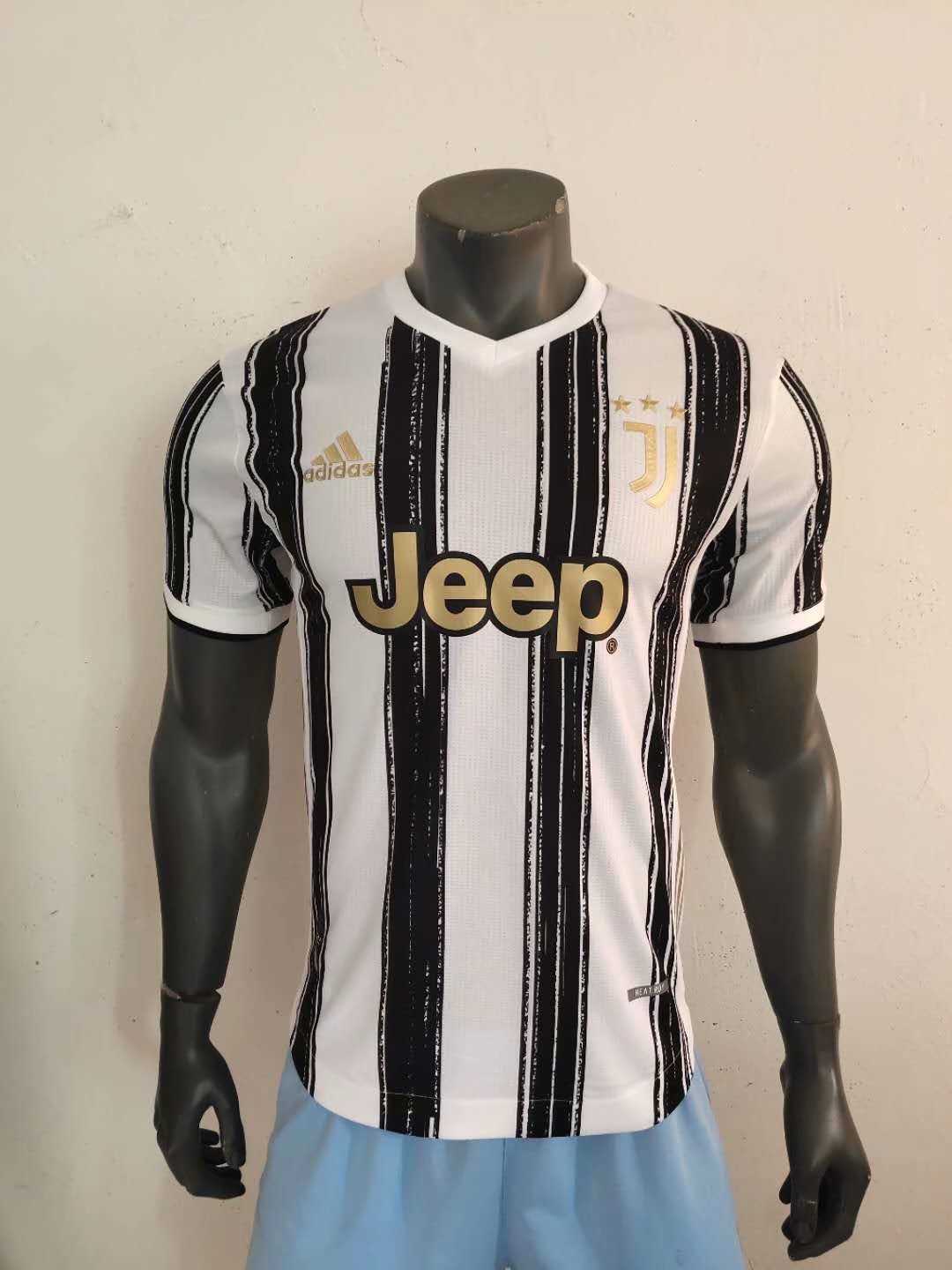 2020/21 Juventus Home Black & White Stripes Mens Soccer Jersey Replica  (Match)