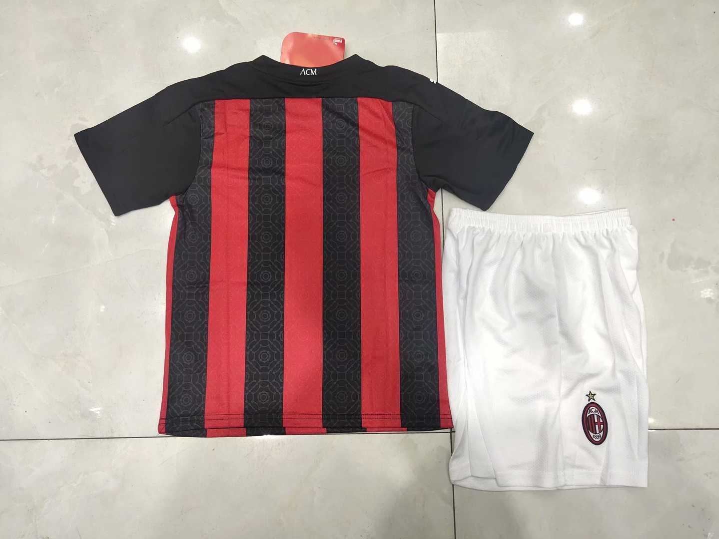 2020/21 AC Milan Home Kids Soccer Kit (Jersey + Shorts)