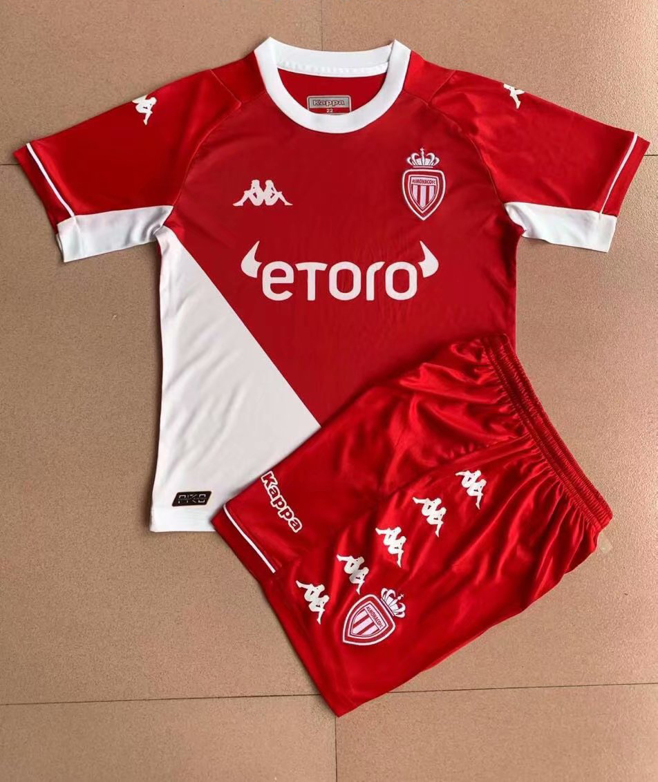 AS Monaco Home Soccer Jerseys + Short Youth 2021/22 