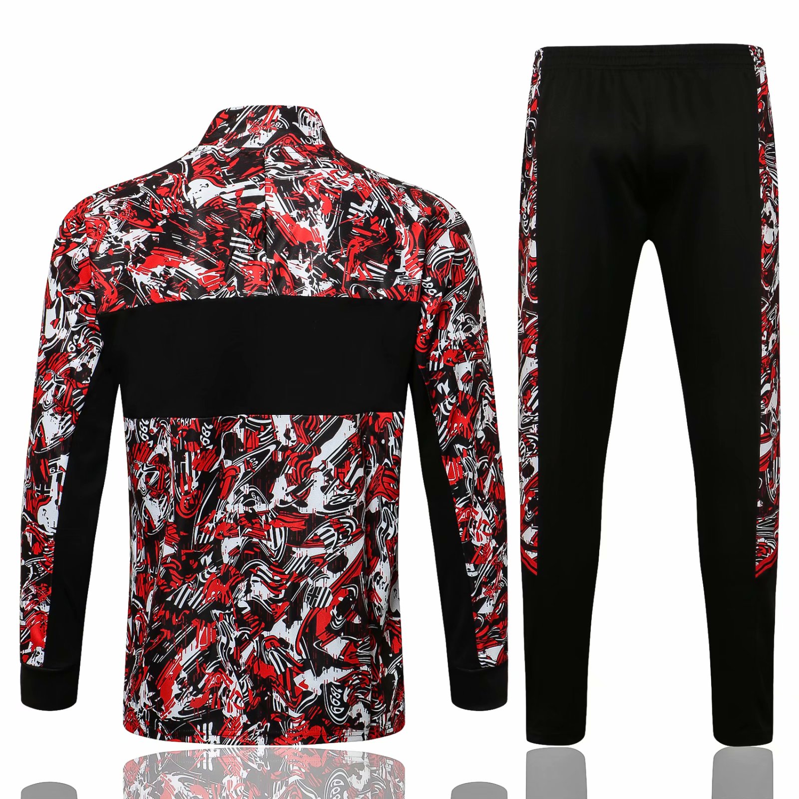AC Milan Soccer Training Suit Jacket + Pants Red-Black Mens 2021/22
