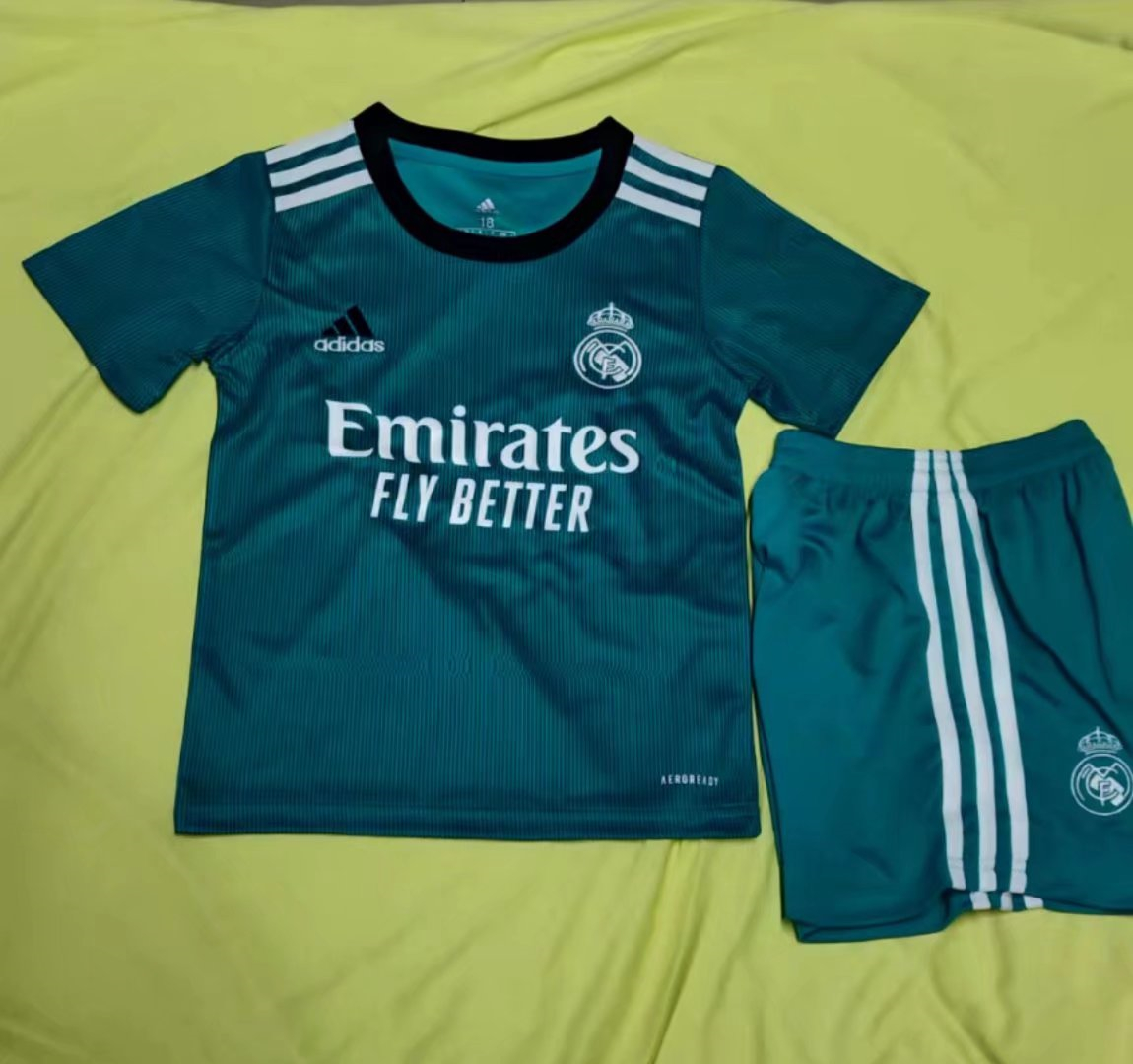 Real Madrid Soccer Jersey + Shorts Replica Third Youth 2021/22