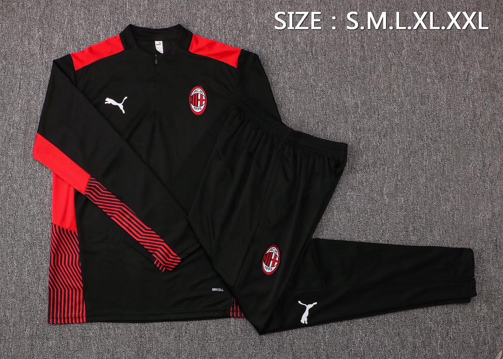 AC Milan Soccer Training Suit Black Mens 2021/22
