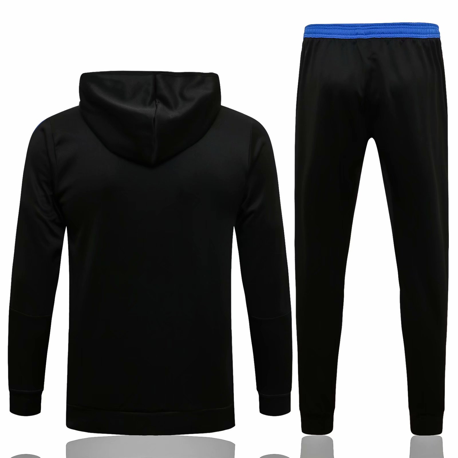 Real Madrid Soccer Training Suit Jacket + Pants Hoodie Black - Blue Men's 2021/22