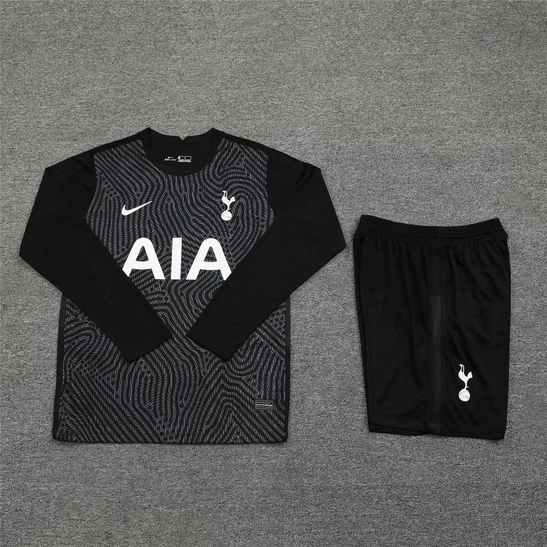 2020/21 Tottenham Hotspur Goalkeeper Black Long Sleeve Mens Soccer Jersey Replica  + Shorts Set