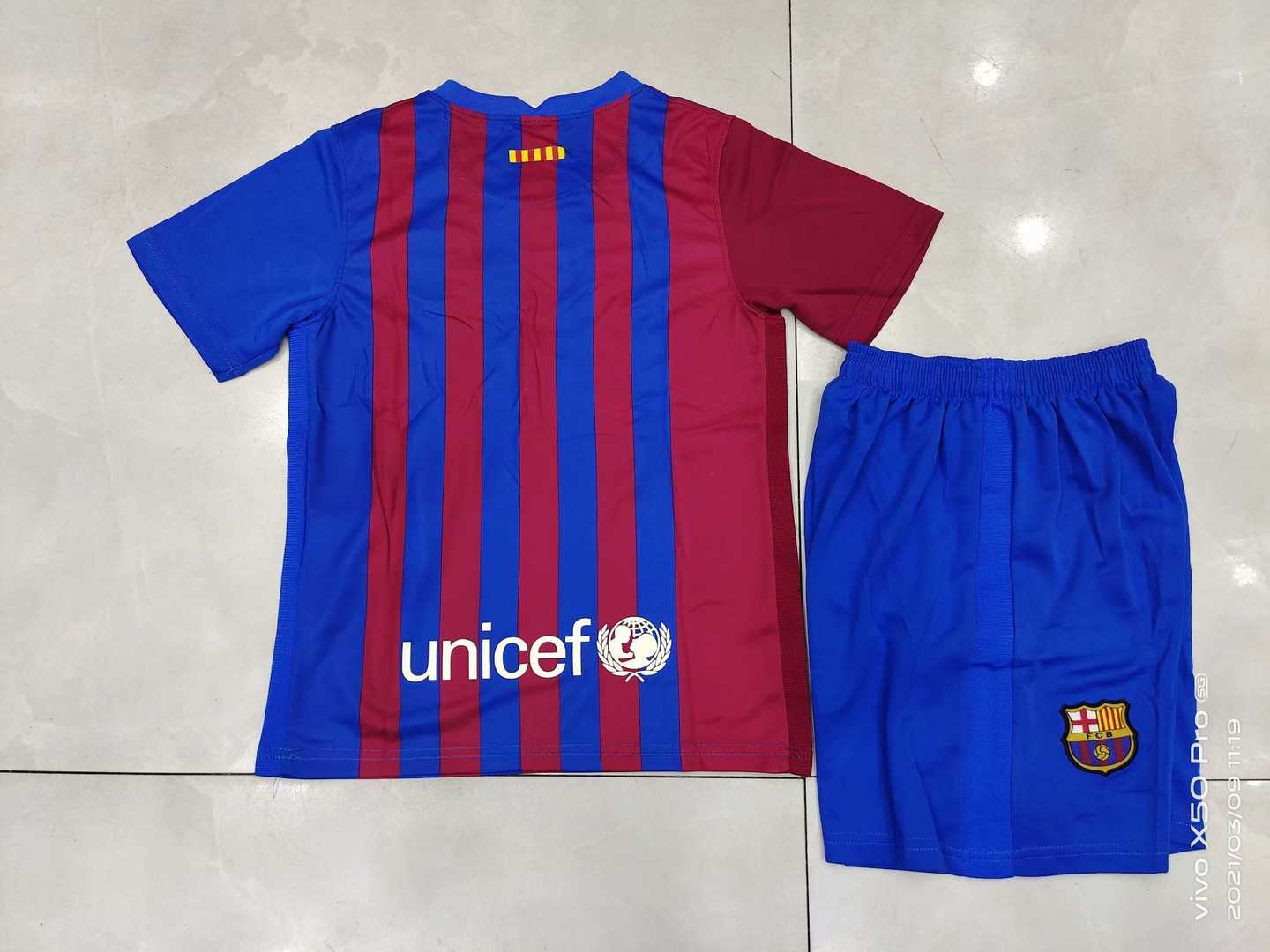 2021/22 Barcelona Home Soccer Kit (Jersey + Short) Kids