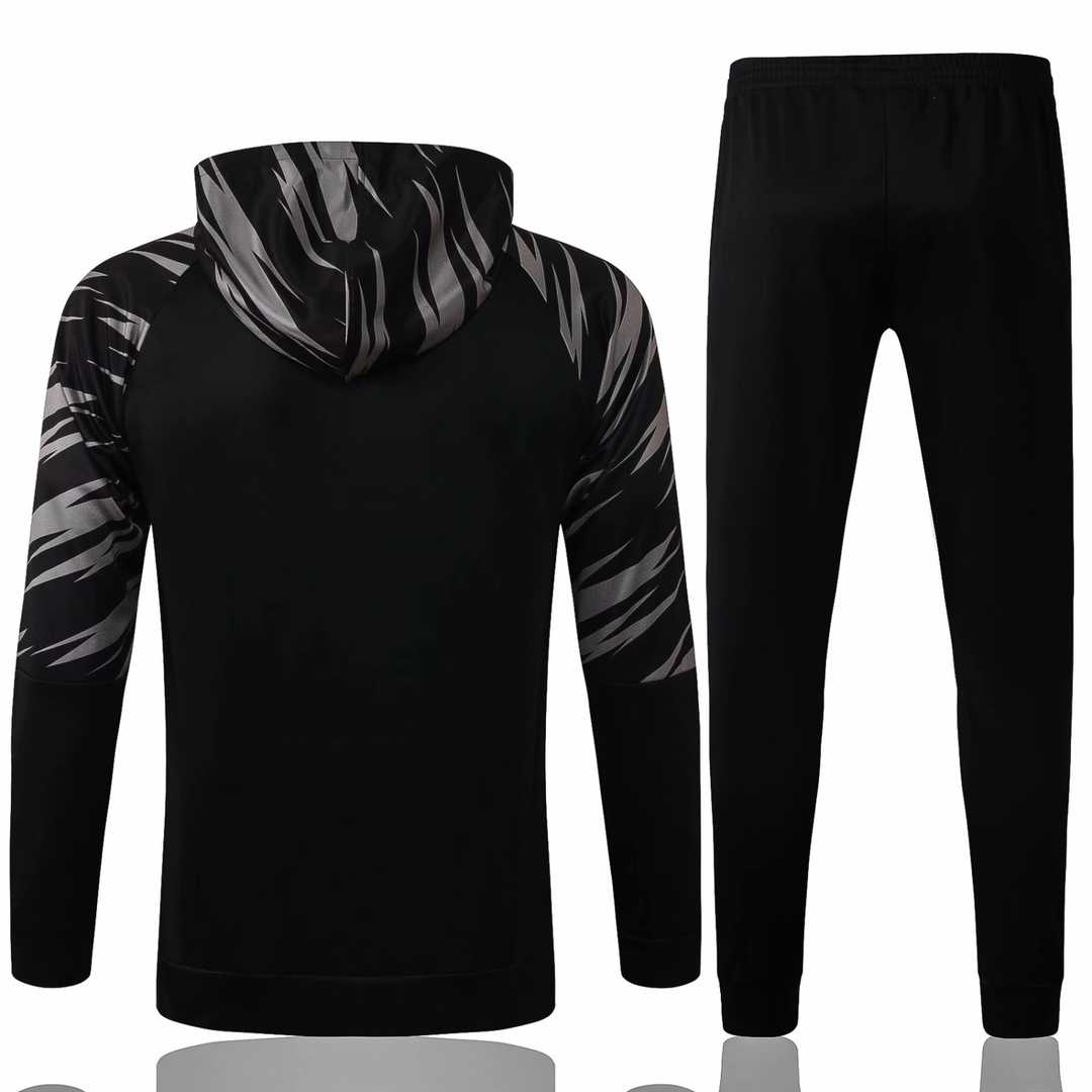2020/21 Borussia Dortmund Hoodie Black Soccer Training Suit (Jacket + Pants) Mens