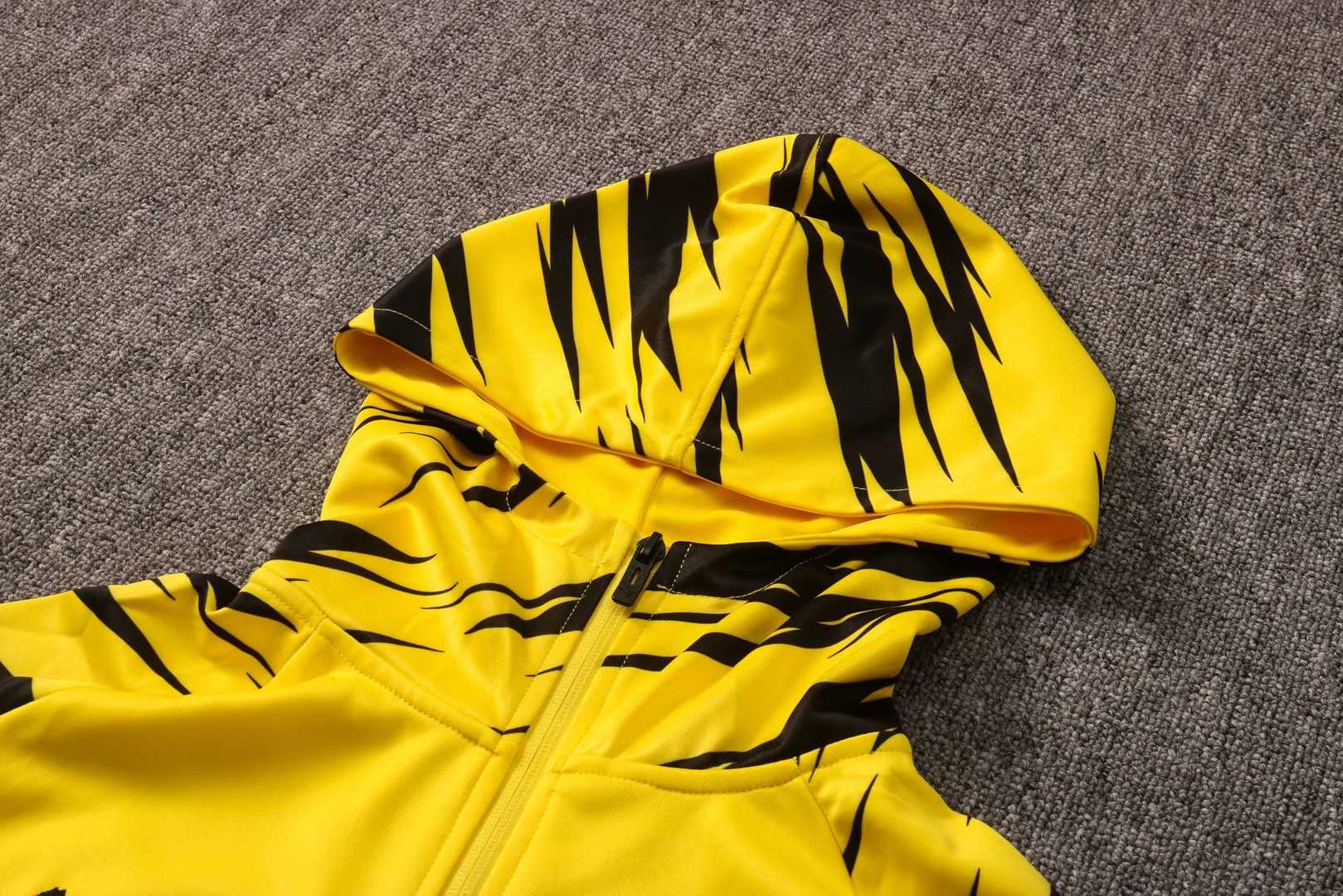2020/21 Borussia Dortmund Hoodie Yellow Soccer Training Suit (Jacket + Pants) Mens