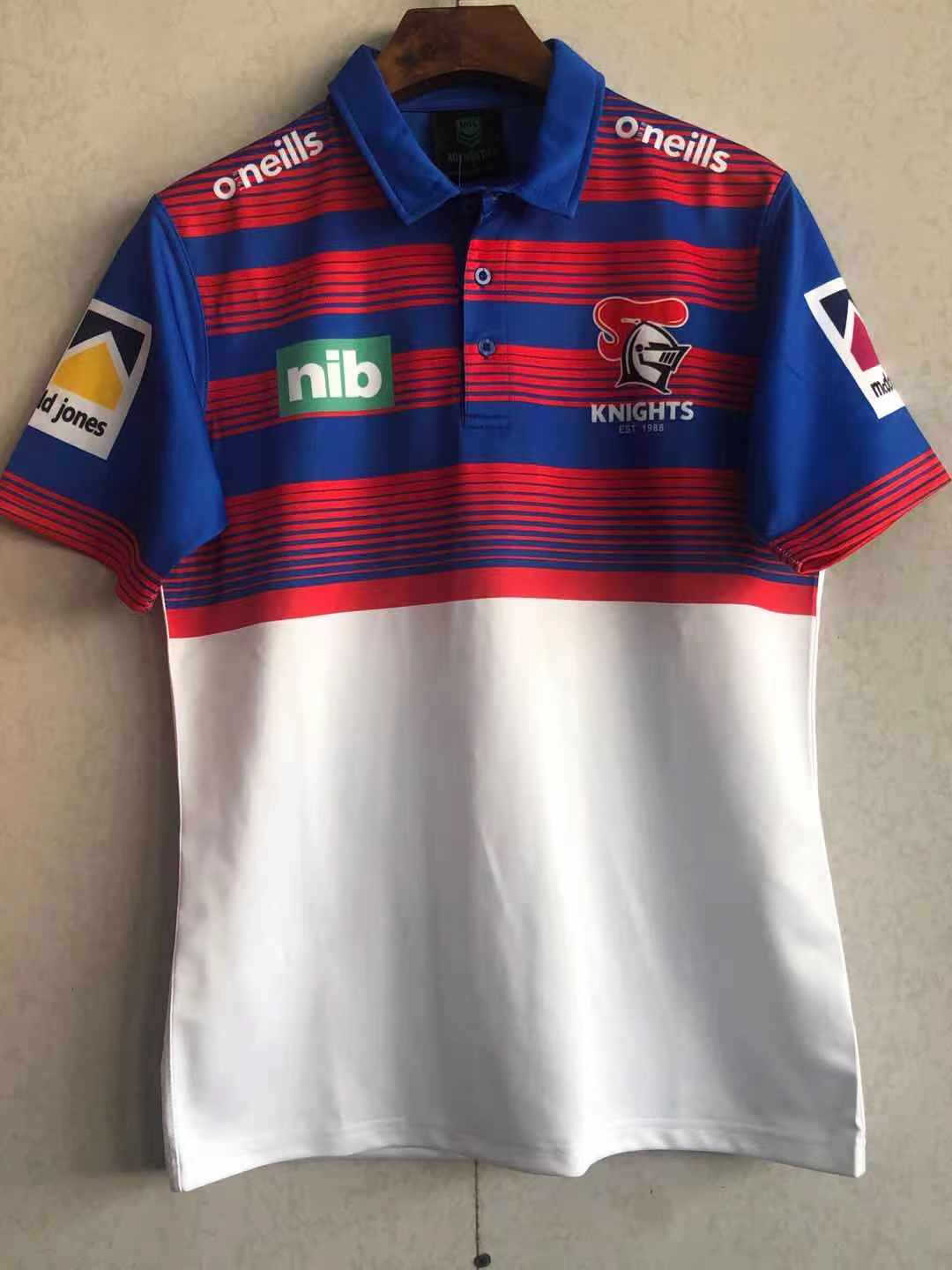 2021 Newcastle Knights White Media Rugby Soccer Polo Jersey Mens