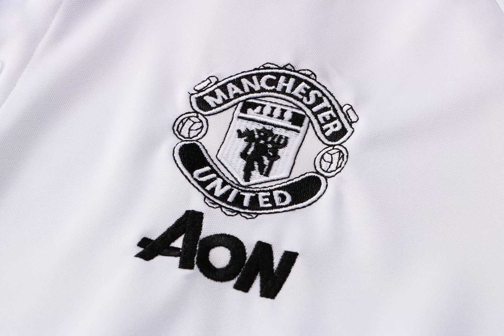2021/22 Manchester United White Soccer Polo Jersey Mens