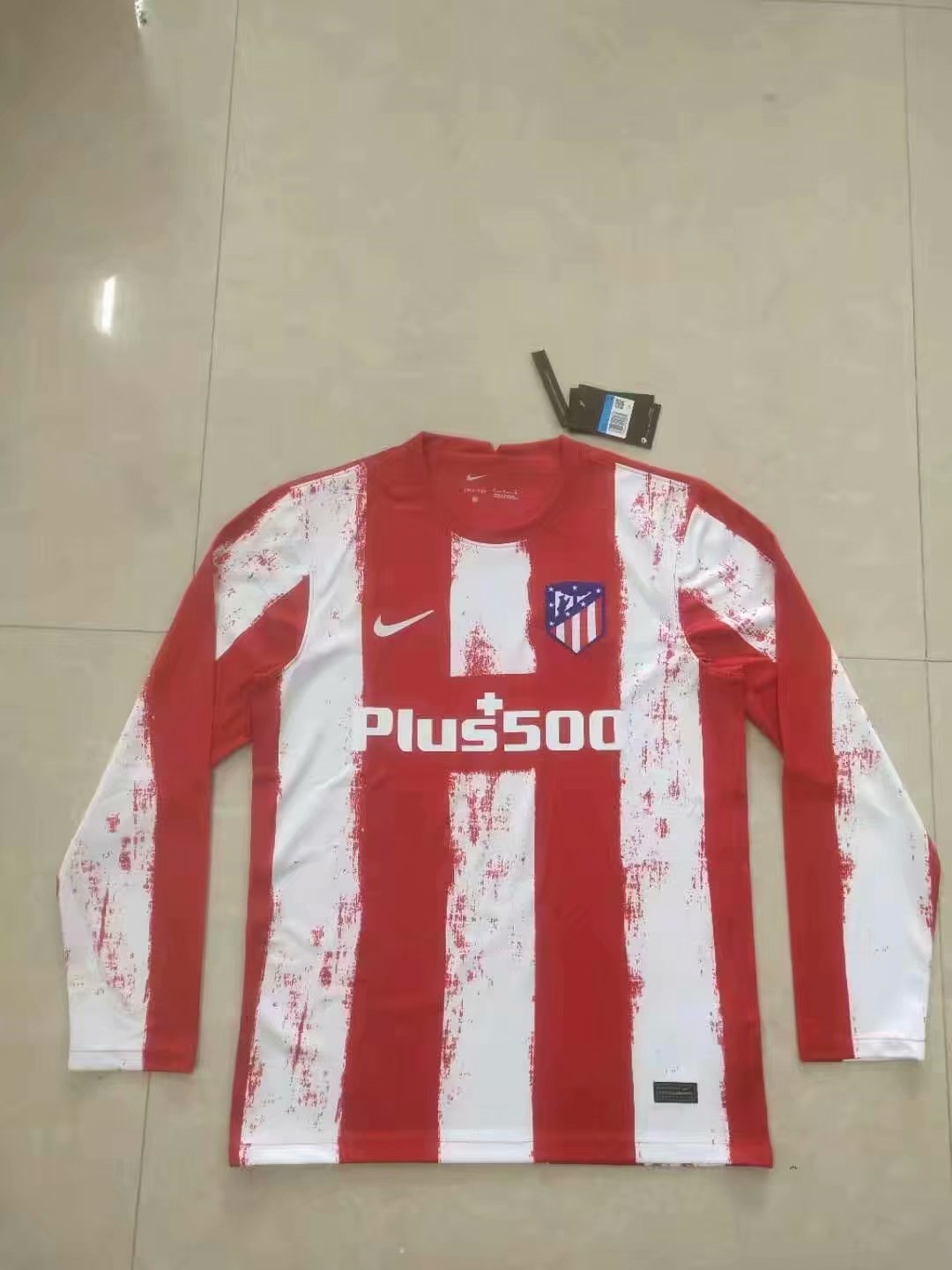 2021/22 Atletico Madrid Home Long Sleeve Mens Soccer Jersey Replica 