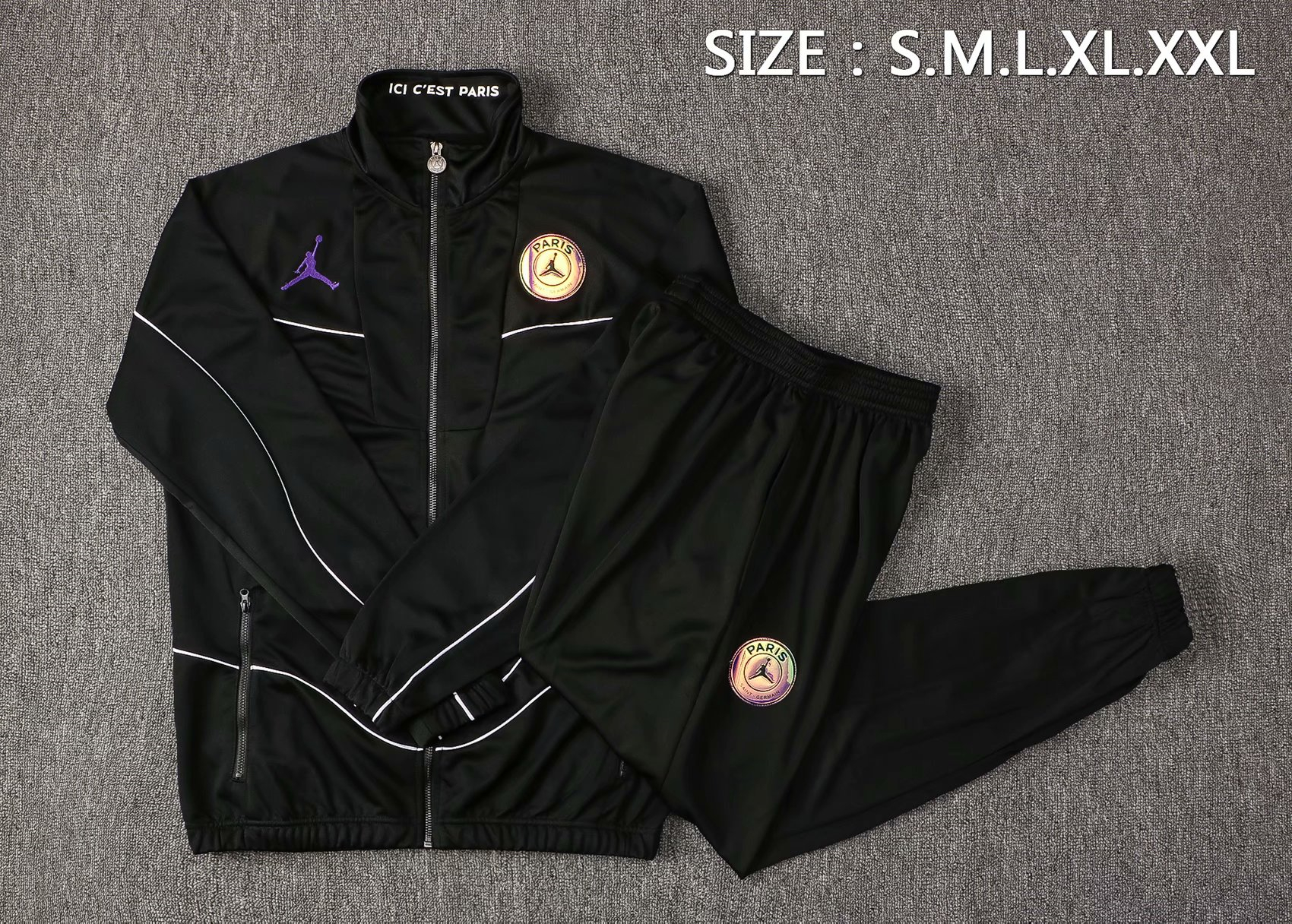 2021/22 PSG Black Soccer Training Suit(Jacket + Pants) Mens