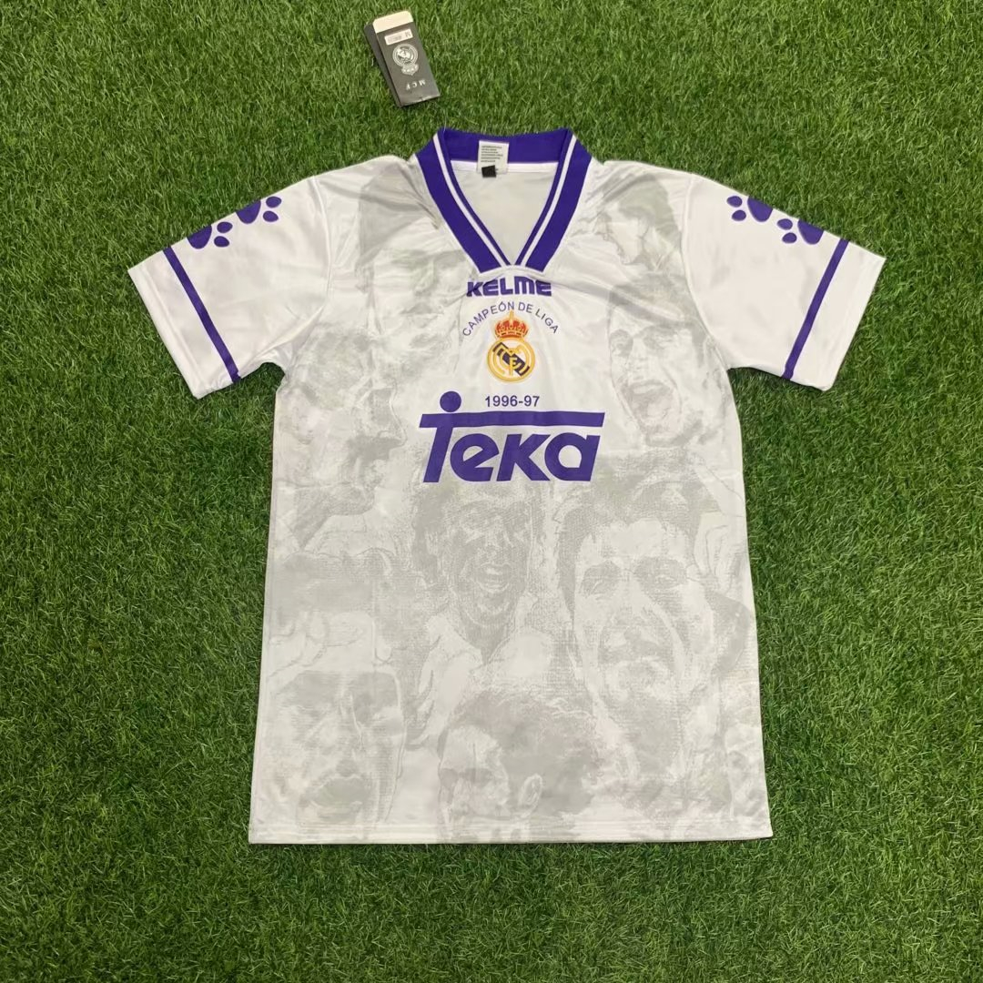 1996-1997 Real Madrid Retro Home Mens Soccer Jersey Replica 
