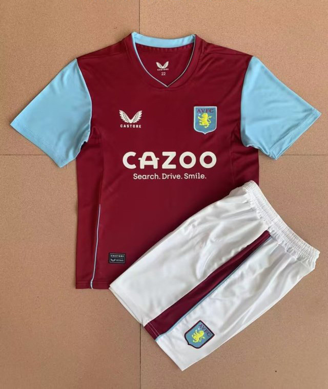 Aston Villa Soccer Jersey + Short Replica Home Youth 2022/23