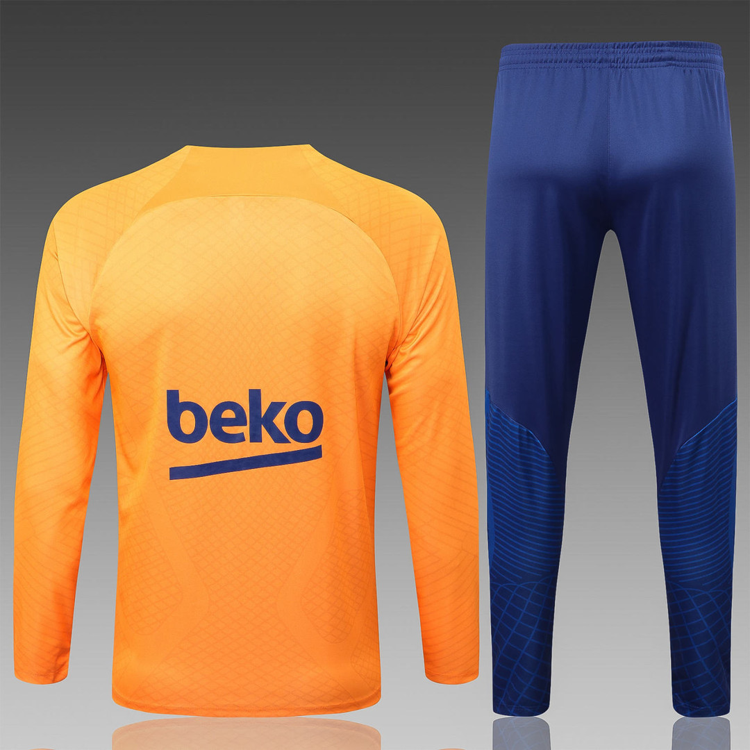 Barcelona Soccer Training Suit Orange Stripes 2022/23 Youth