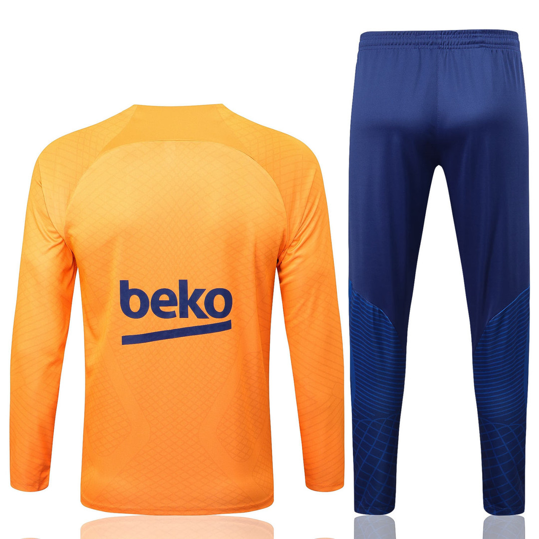 Barcelona Soccer Training Suit Orange Stripes 2022/23 Mens