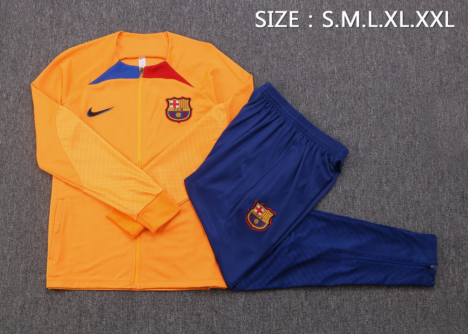 Barcelona Soccer Jacket + Pants Orange 2022/23 Mens