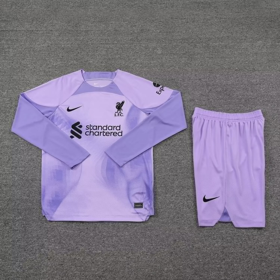 Liverpool Soccer Jersey + Short Replica Goalkeeper Purple 2022/23 Mens (Long Sleeve)