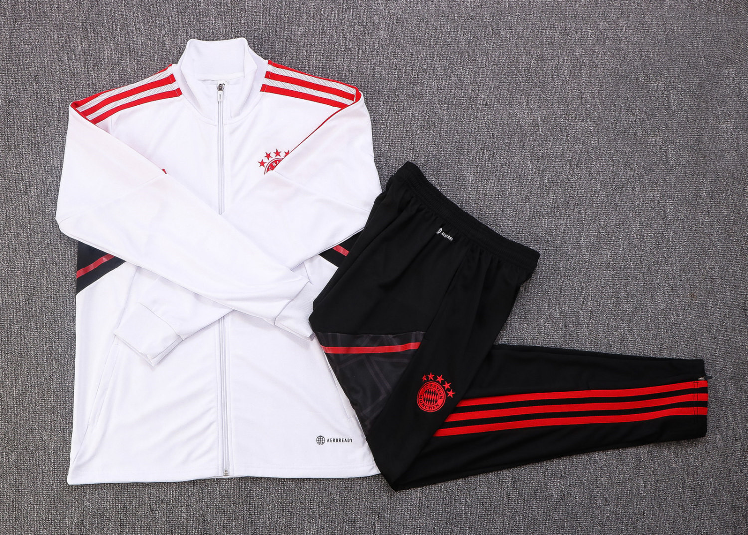 Bayern Munich Soccer Jacket + Pants Replica White 2022/23 Youth