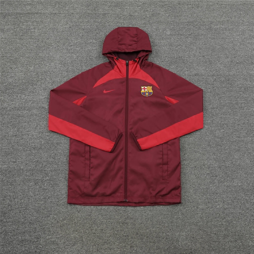 Barcelona All Weather Windrunner Soccer Jacket Burgundy 2021/22 Men's (Hoodie)