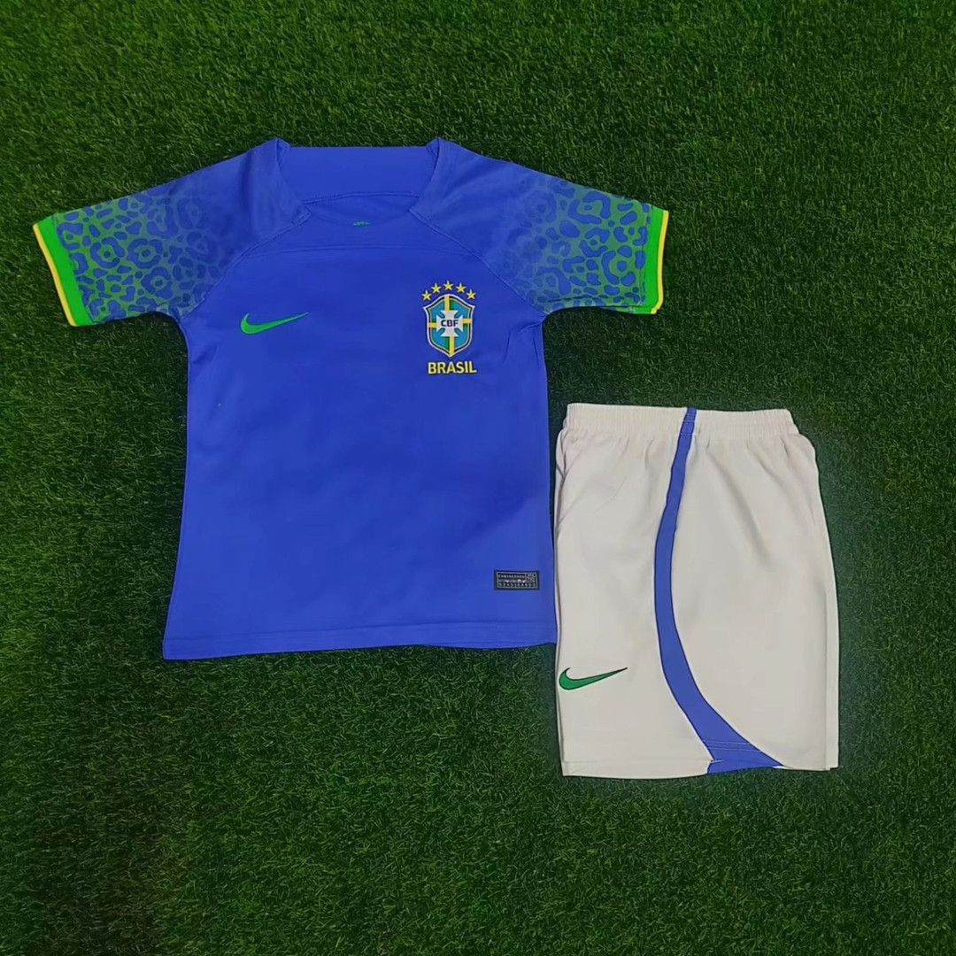Brazil Soccer Jersey + Short Replica Away Youth 2022