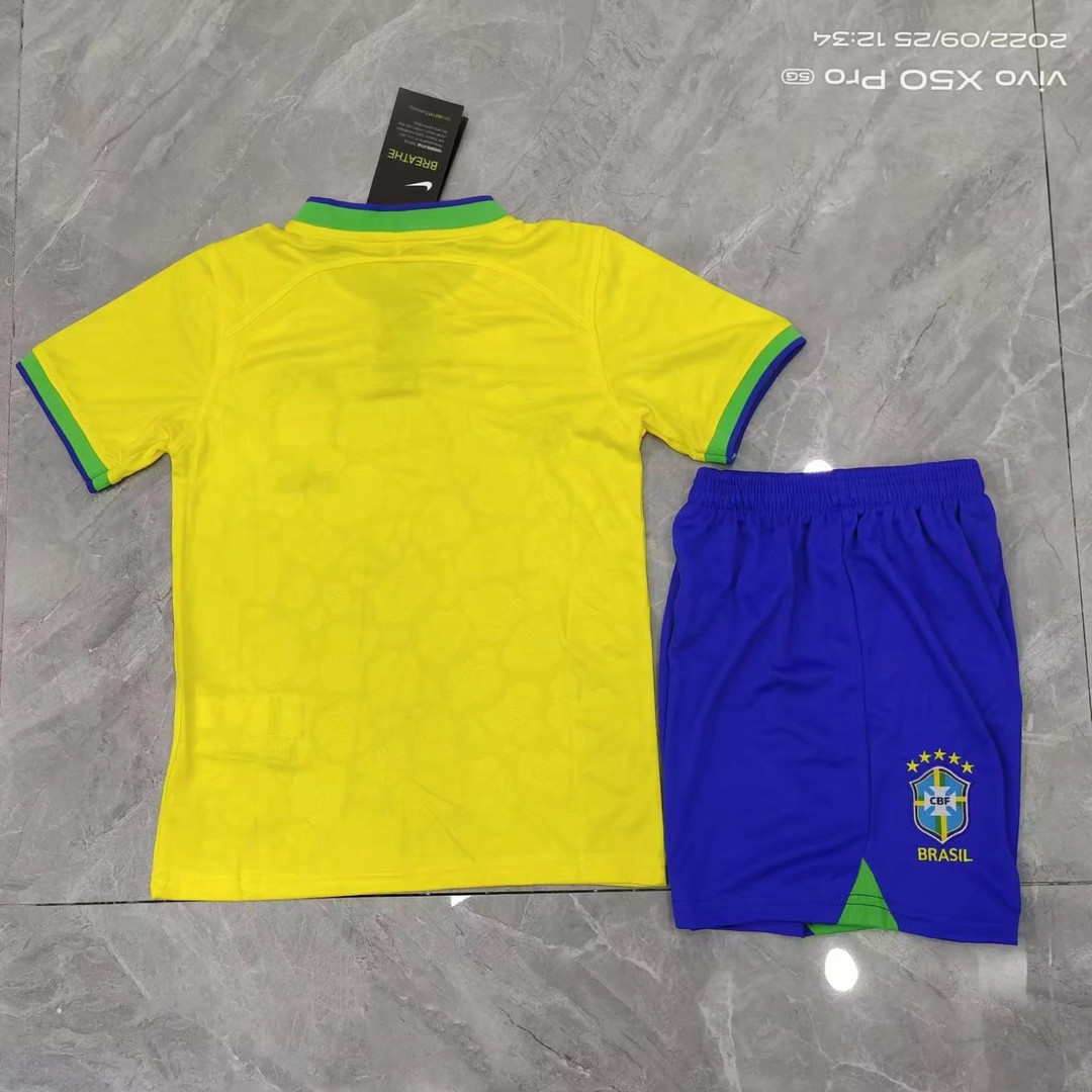 Brazil Soccer Jersey + Short Replica Home Youth 2022