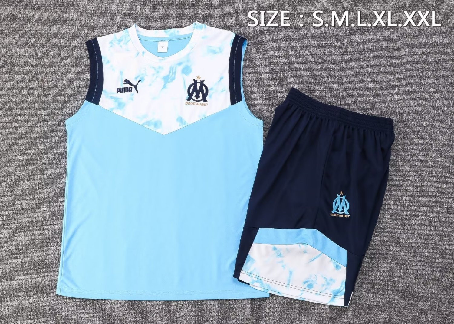 Olympique Marseille Soccer Singlet + Short Replica Sky Blue 2021/22 Men's