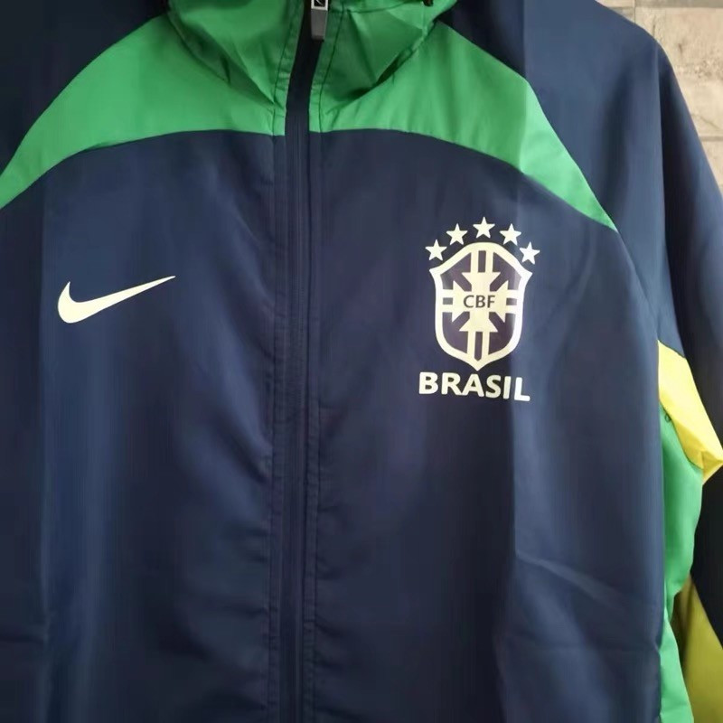 Brazil All Weather Windrunner Soccer Jacket Waterproof Navy 2022 Men's