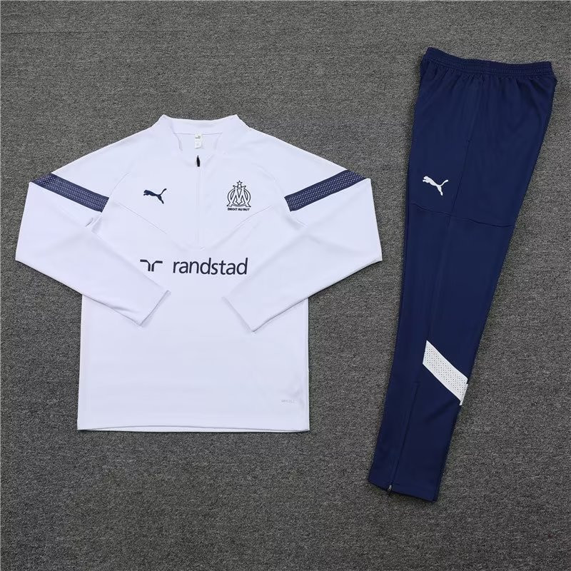 Olympique Marseille Soccer Training Suit Replica White 2022/23 Mens