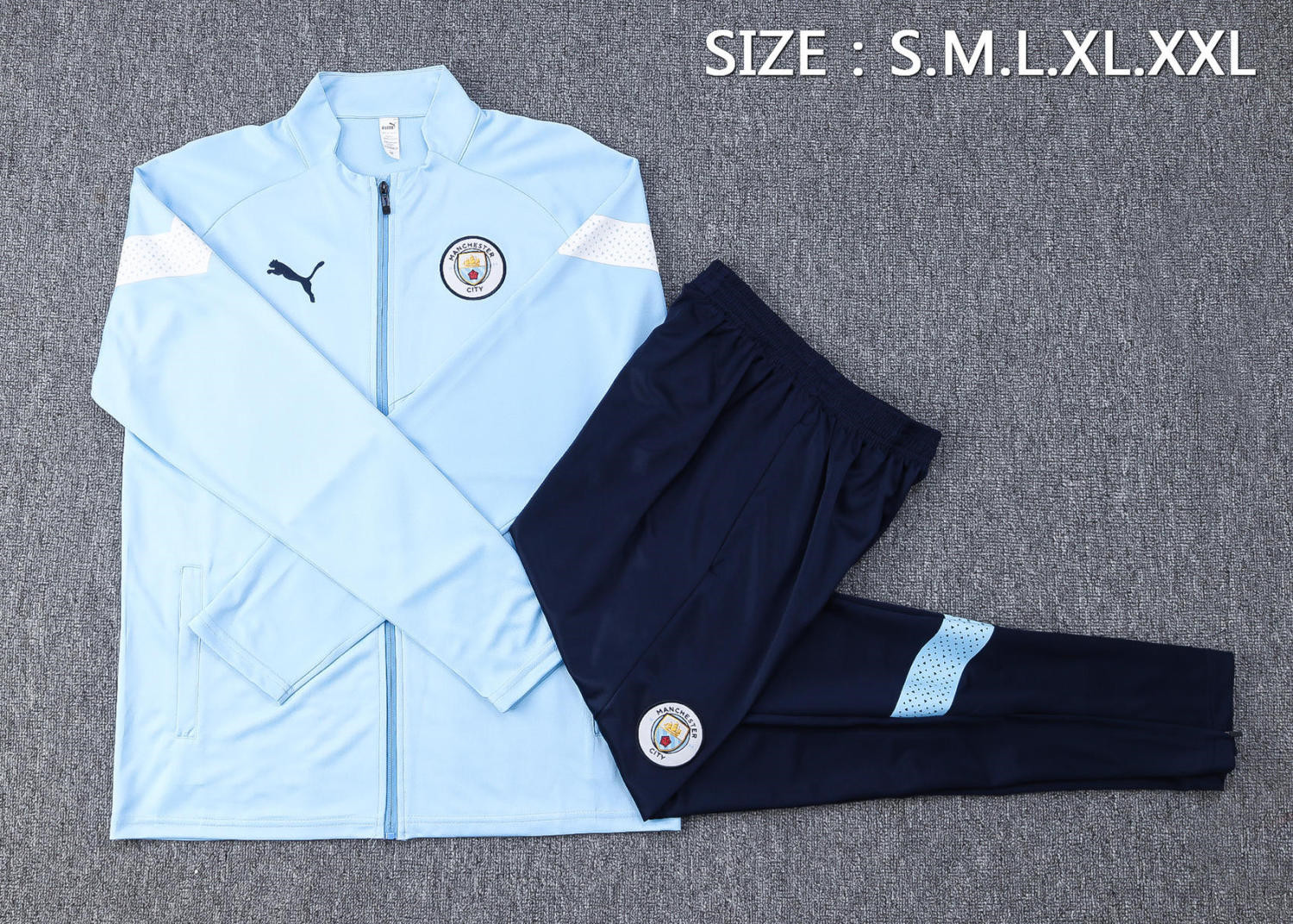 Manchester City Soccer Jacket + Pants Replica Sky Blue 2022/23 Mens