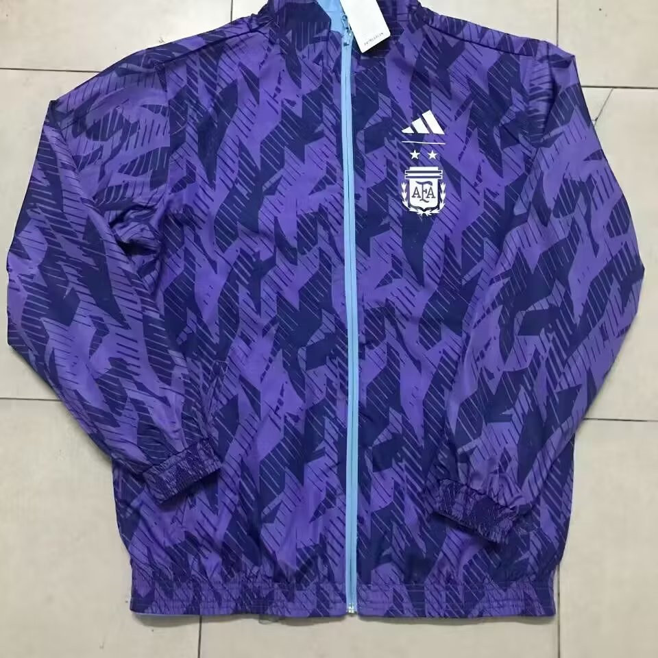 Argentina All Weather Windrunner Soccer Jacket Dual Side Blue / Purple 2022 Mens
