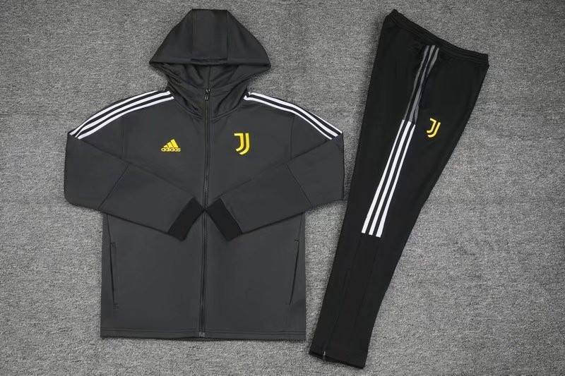 Juventus Soccer Training Suit Jacket + Pants Hoodie Black Youth 2021/22
