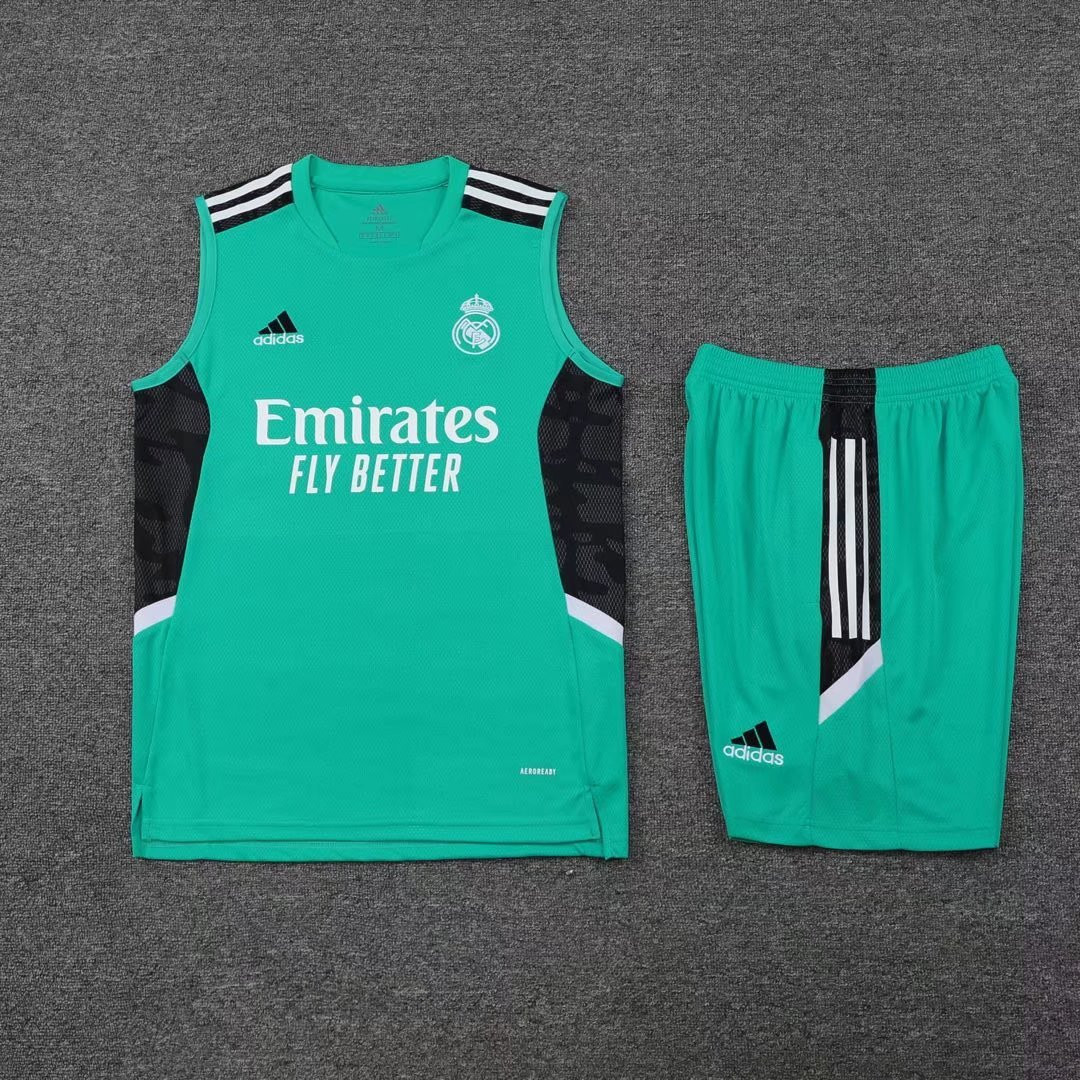 Real Madrid Soccer Training Suit Singlet + Short Green Mens 2022/23