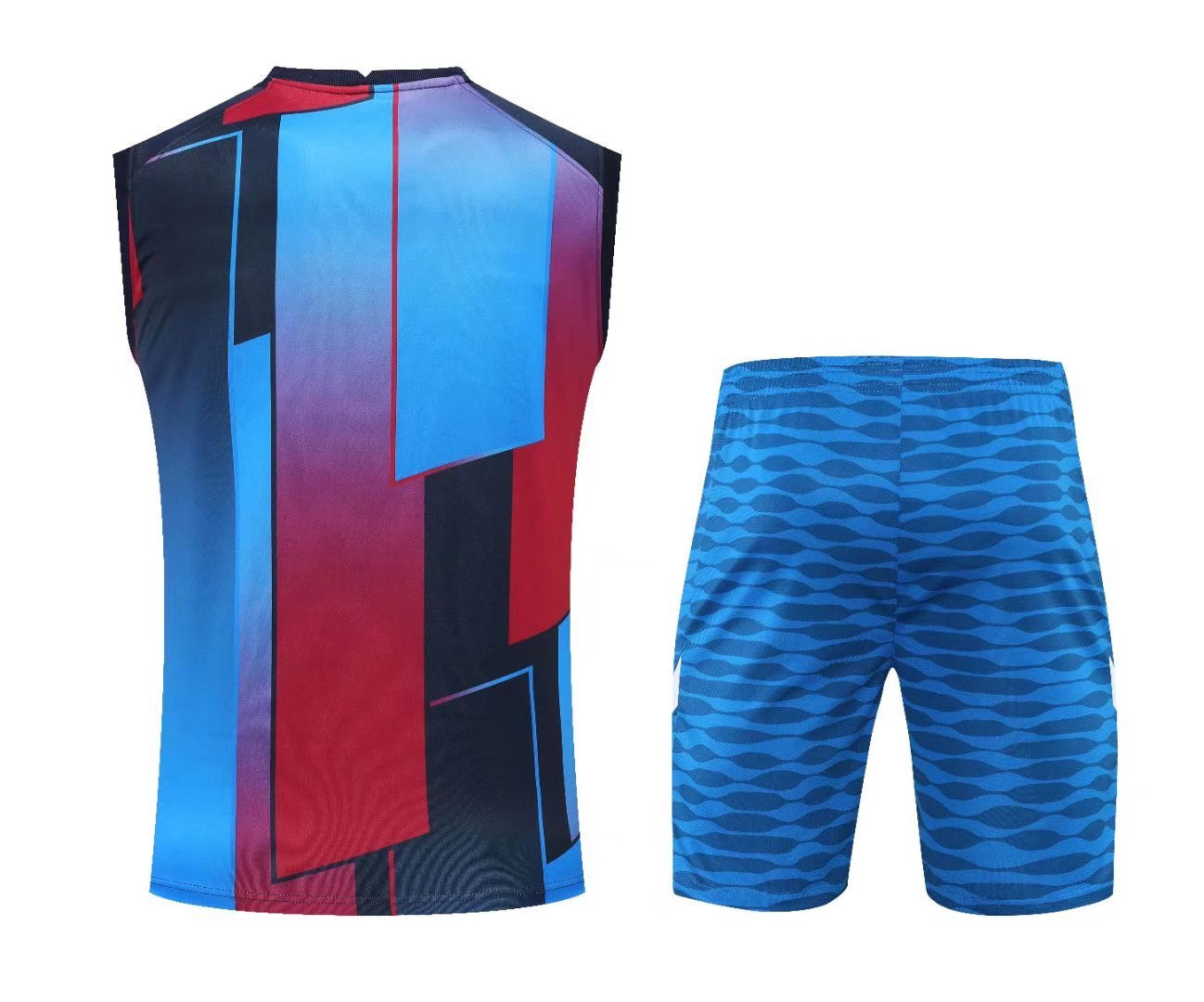 Barcelona Soccer Training Suit Singlet + Short Blue Mens 2022/23