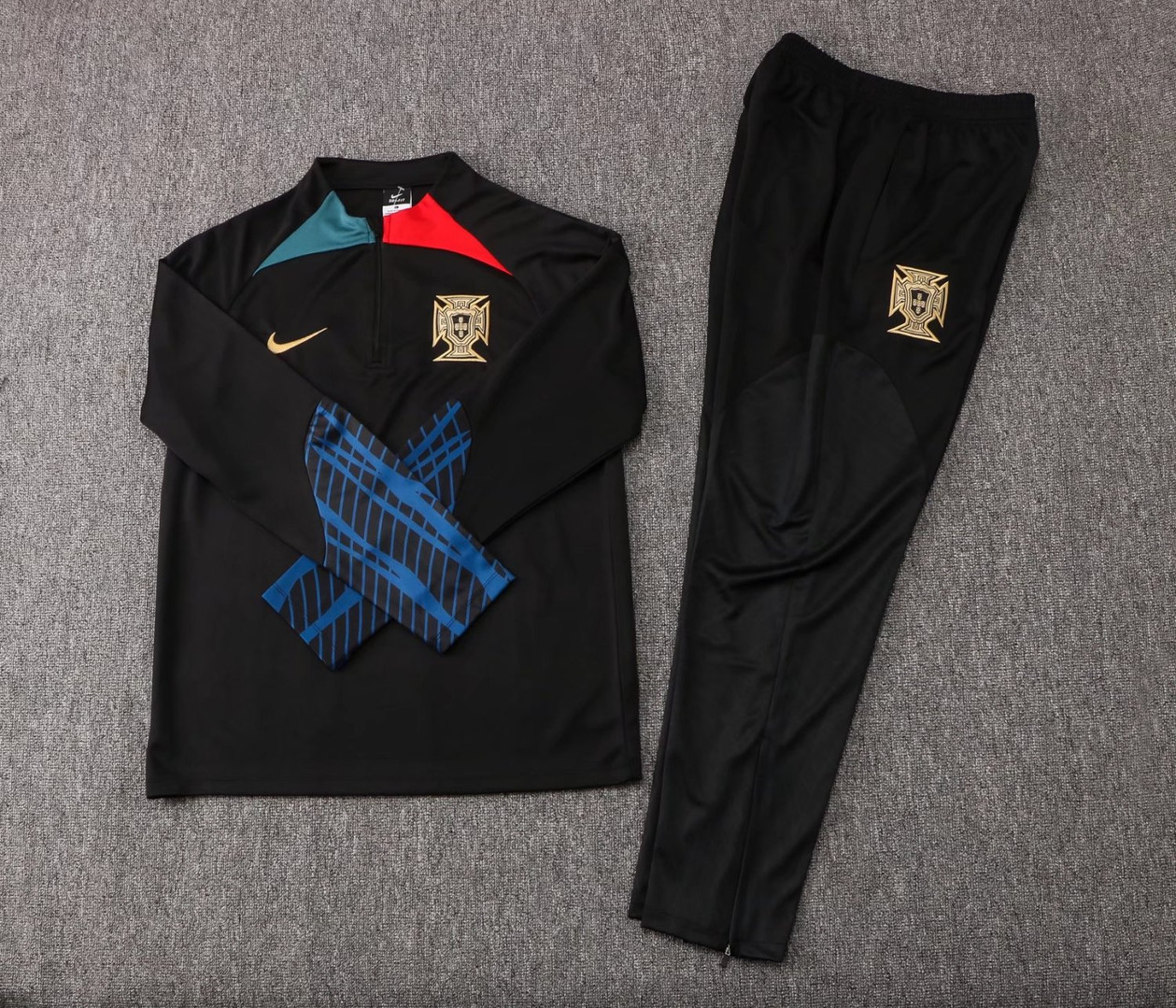 Portugal Soccer Training Suit  Black Mens 2022