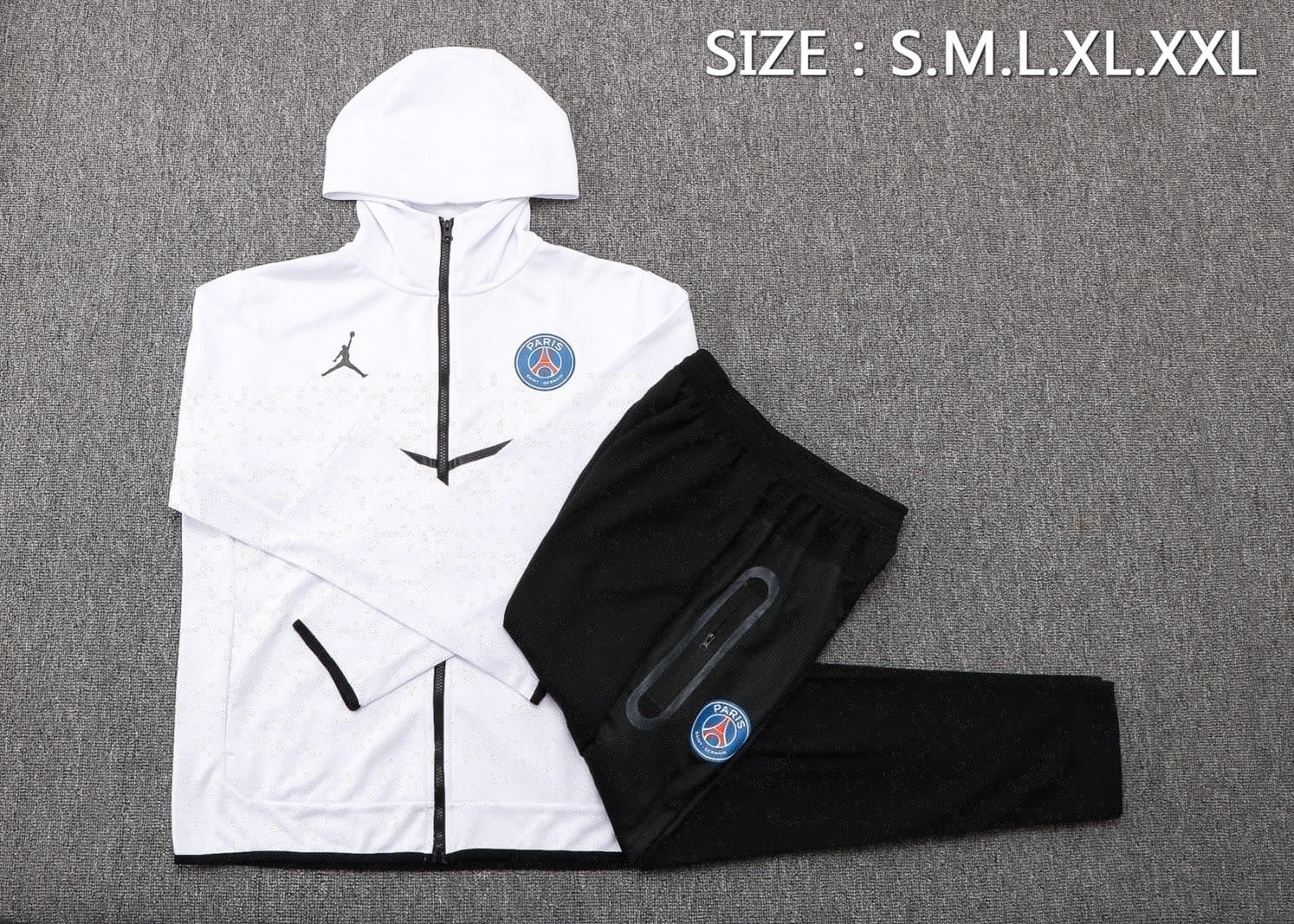 PSG Soccer Training Suit Jacket + Pants Hoodie White Mens 2022/23