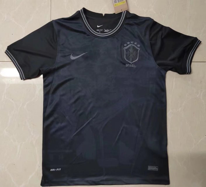 Brazil Full Black Special Edition Soccer Jersey Replica Mens 2022