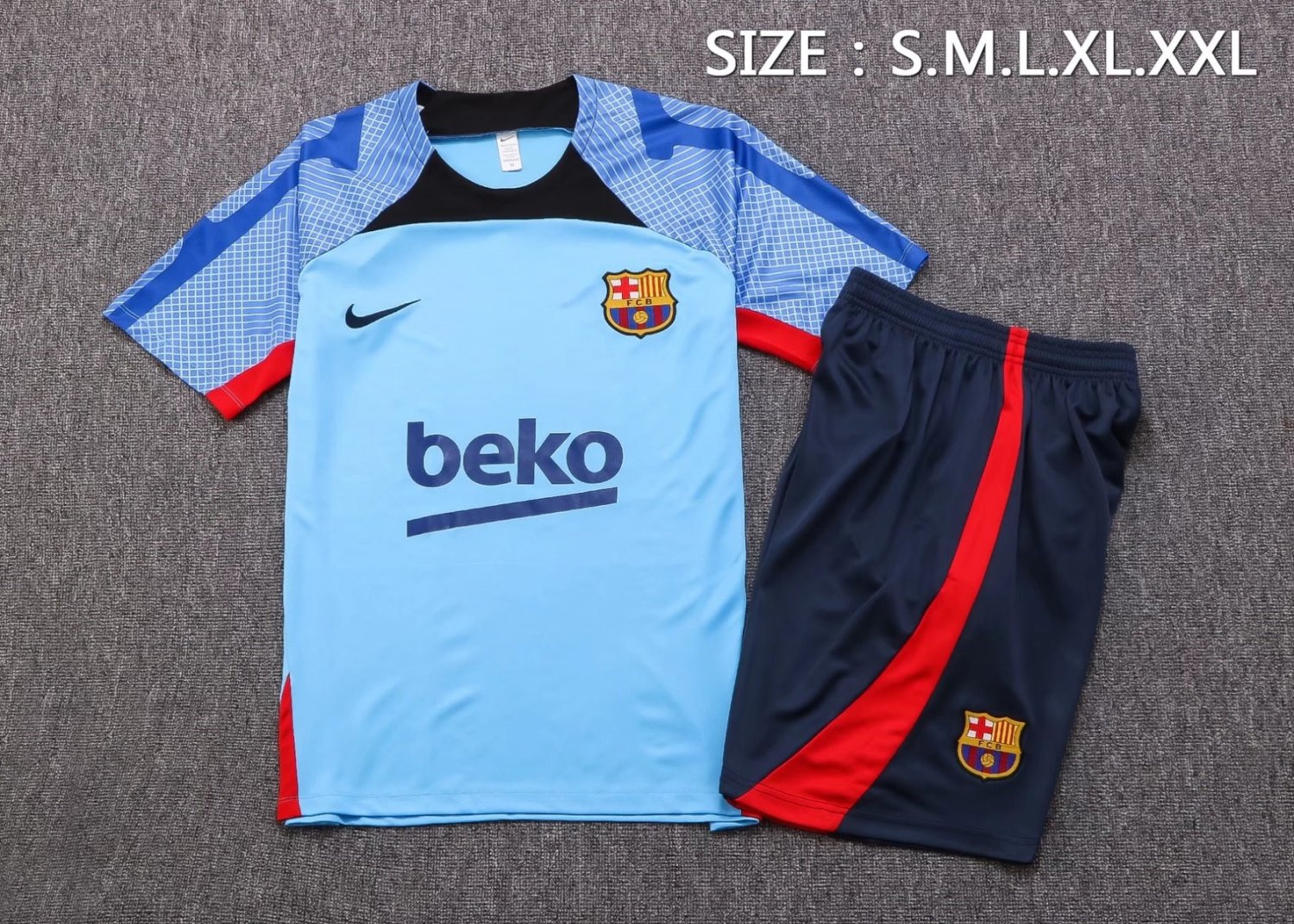 Barcelona Soccer Jersey + Short Replica Blue Mens 2022/23