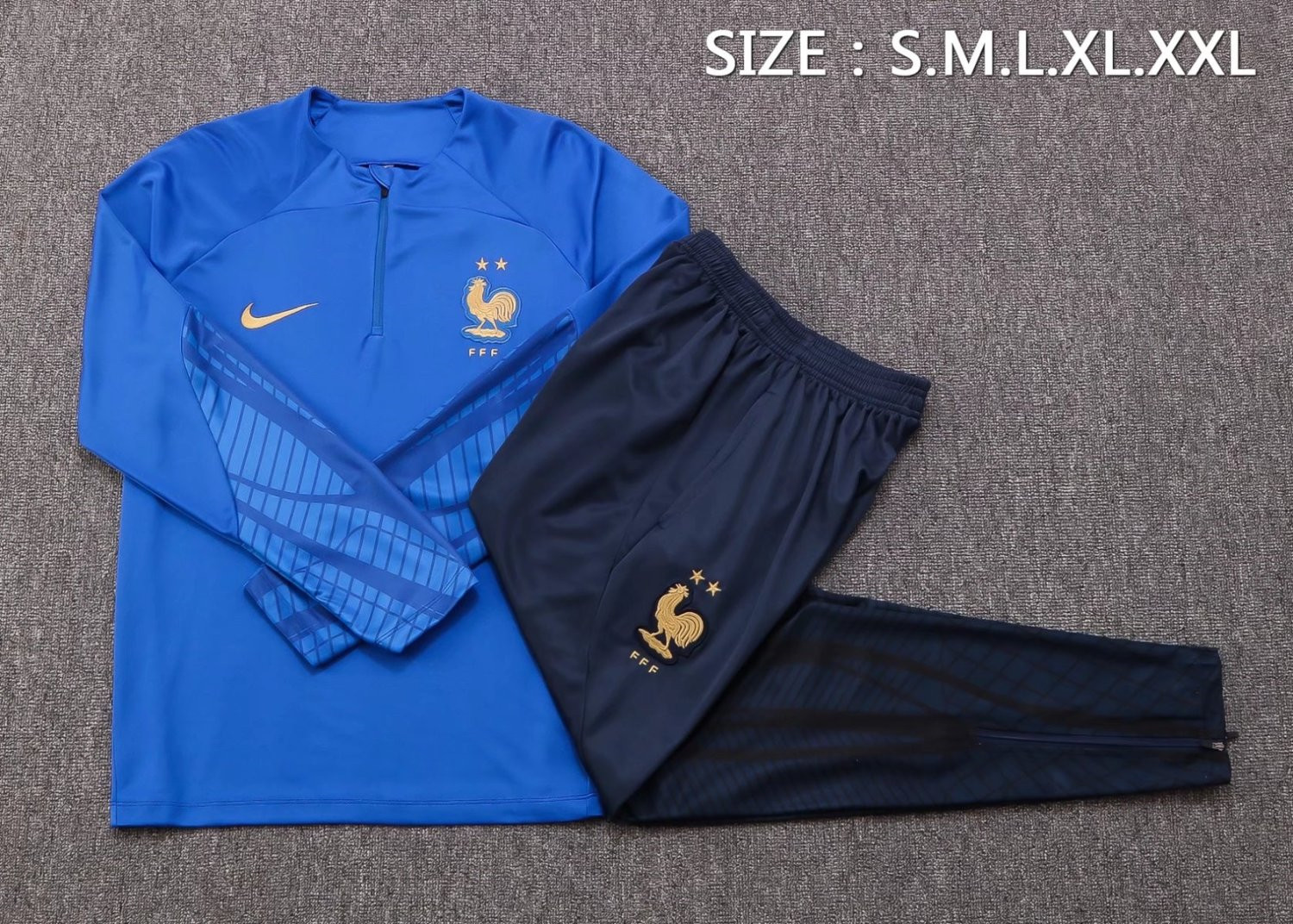 France Soccer Training Suit Blue Mens 2022/23