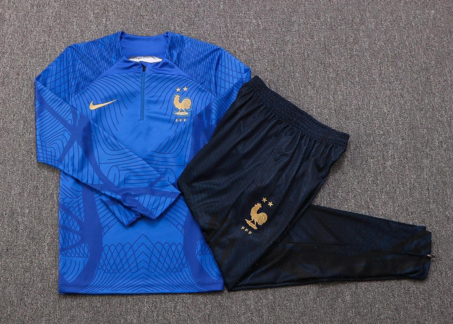 France Blue 3D Soccer Training Suit Replica Youth 2022
