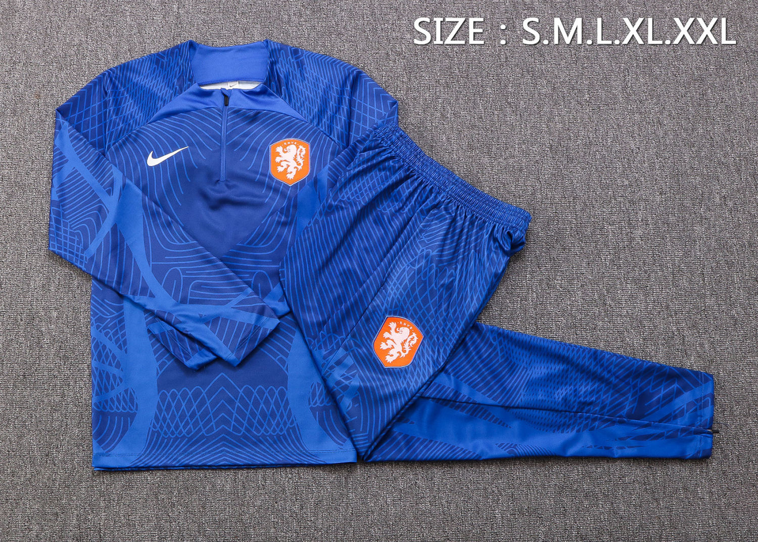 Netherlands Blue 3D Soccer Training Suit Replica Mens 2022