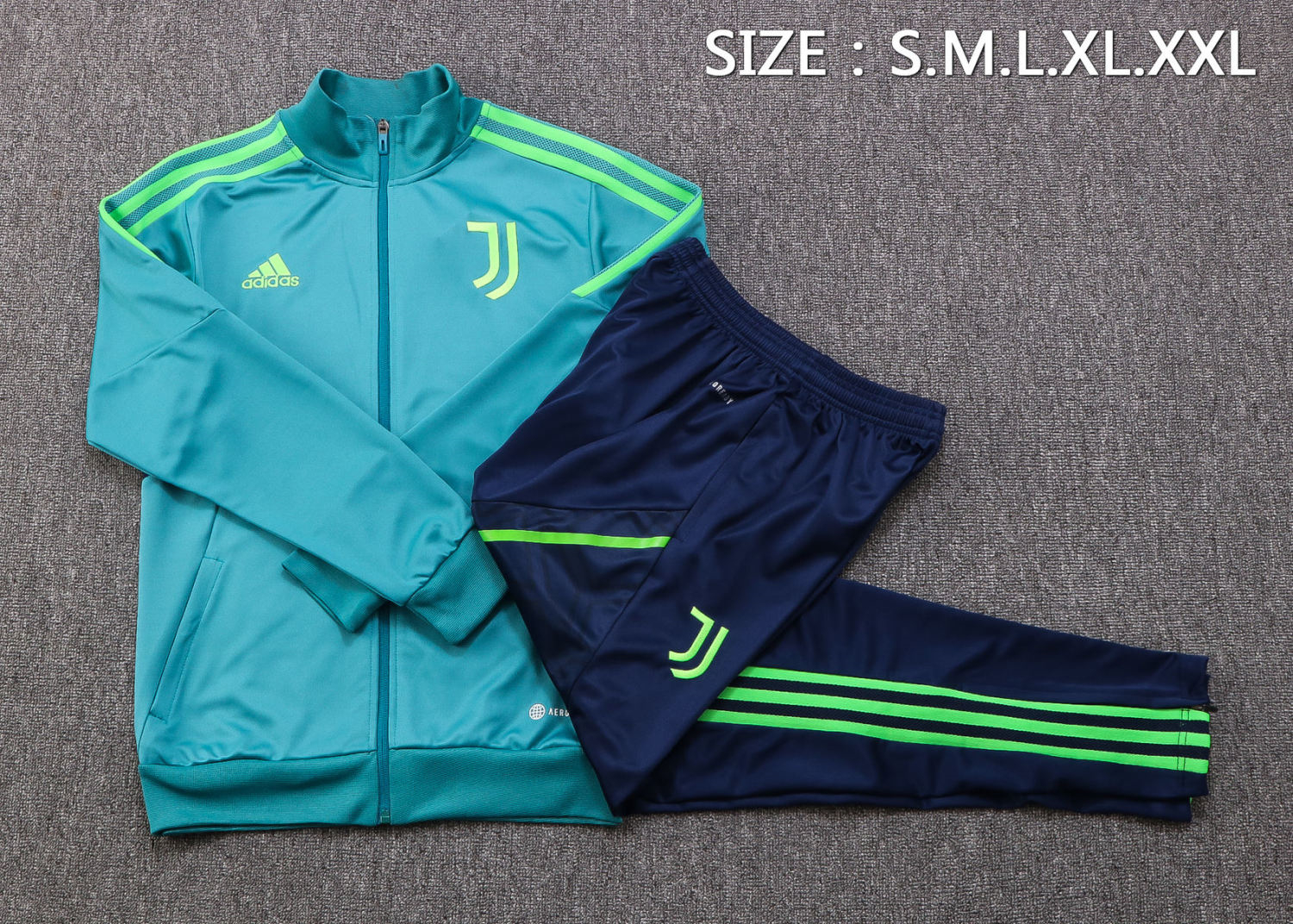 Juventus Green Soccer Jacket + Pants Replica Mens 2022/23
